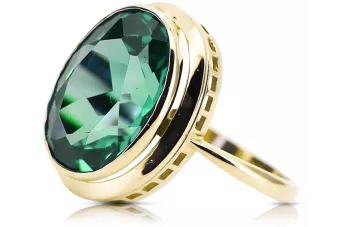 14 كارت من الذهب الأصفر الزمرد خاتم حرف يدوية فينتاج vrc285y